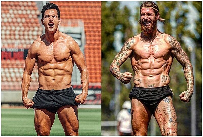 Body cường tráng, vạm vỡ của người đàn ông không thua kém các siêu sao bóng đá khác.